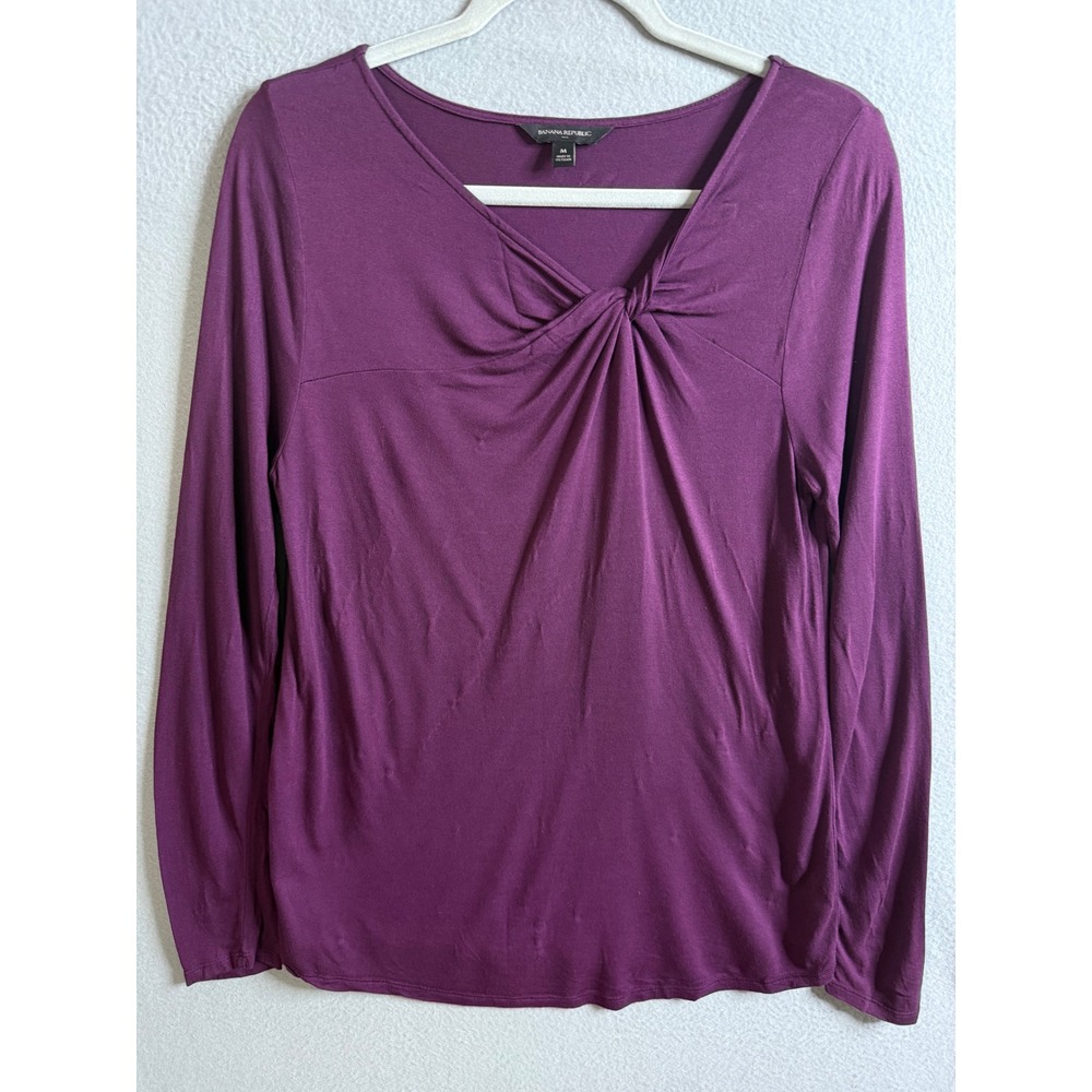 Banana Republic‎ Top Women's Medium Twist Front Top Long Sleeve Blouse Casual
